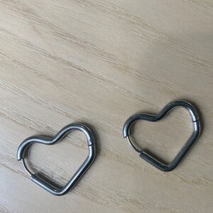 Silver-toned Heart Shaped Earrings